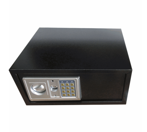 CAJA FUERTE, 20*42*37CM, ACERO, NEGRA, 7,5KG, CON BATERIA, 2 LLAVES