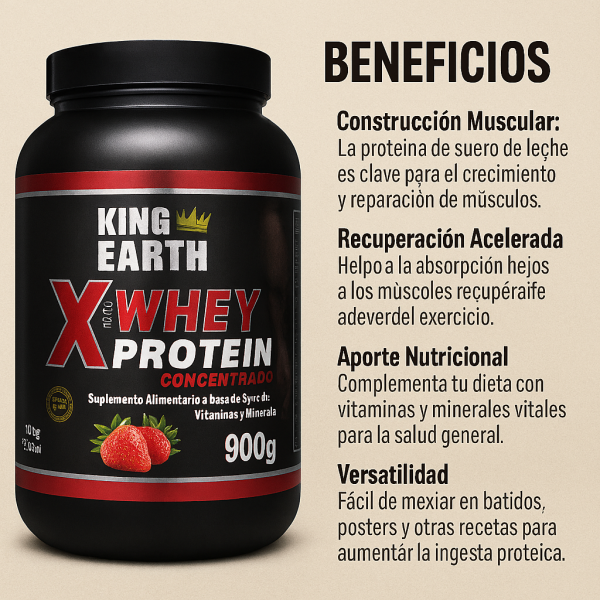 PROTEINA X WHEY DE 900 GRAMOS - SABOR YOGURT Y FRUTILLA