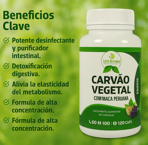 CARBON VEGETAL ACTIVADO de 120 capsulas