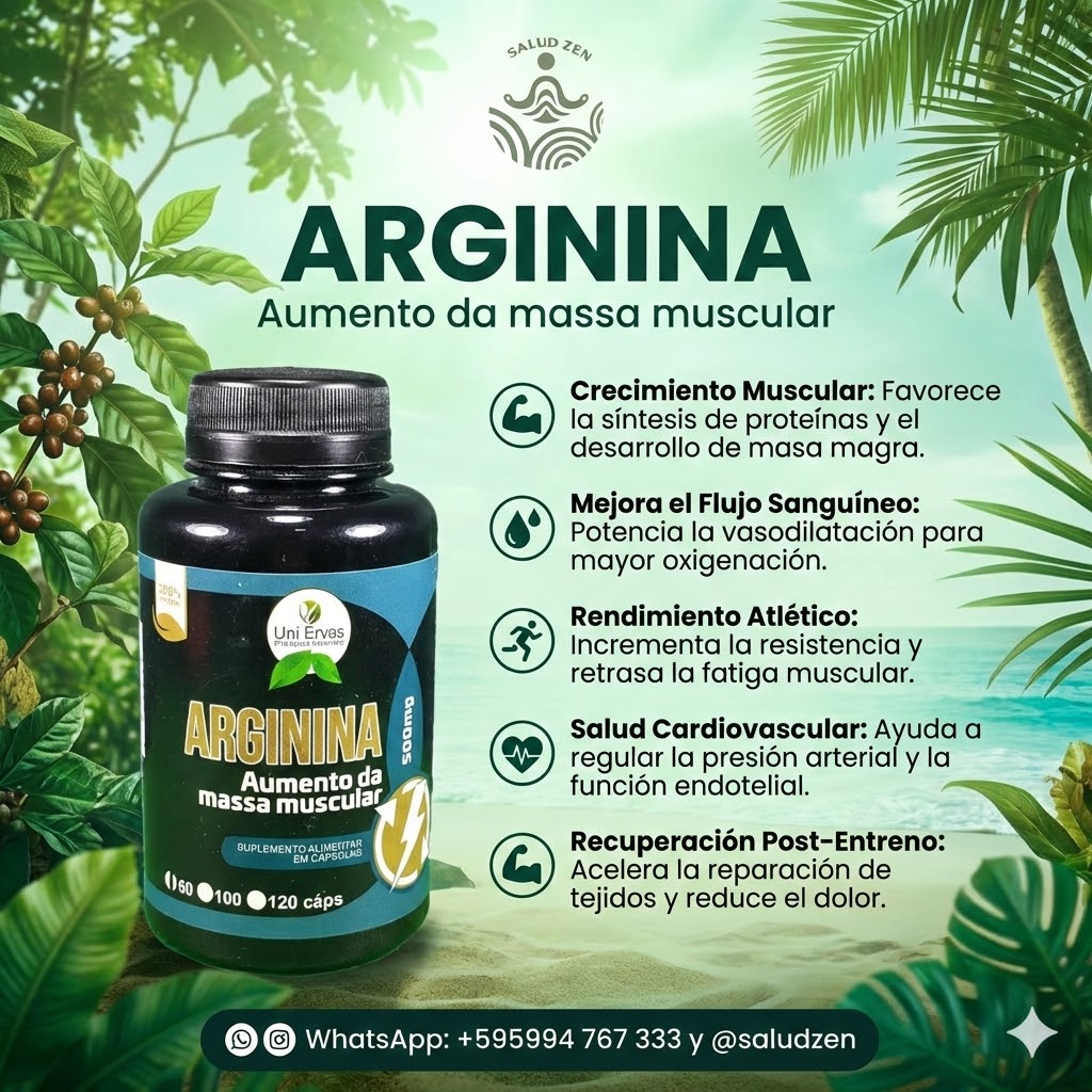 ARGININA DE 60 CAPSULAS UNI ERVAS - AUMENTO DE LA MASA MUSCULAR