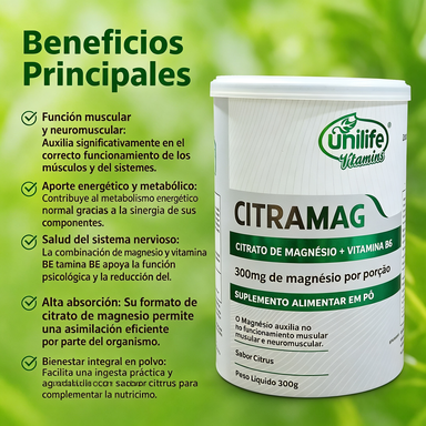 CITRAMAG - CITRATO DE MAGNESIO EN POLVO + VITAMINA B6 - MEJORA EL TRANSITO INTESTINAL